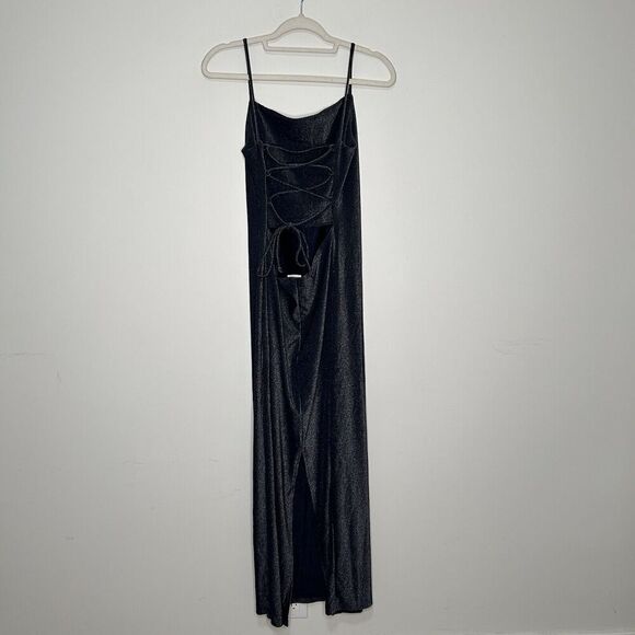 Vintage City Triangles Dress Womens Large Y2K Shimmer Strappy Back Formal Prom - Picture 4 of 9